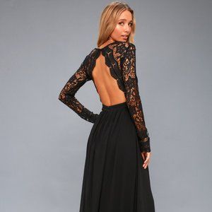 Awaken My Love Black Long Sleeve Lace Maxi Dress